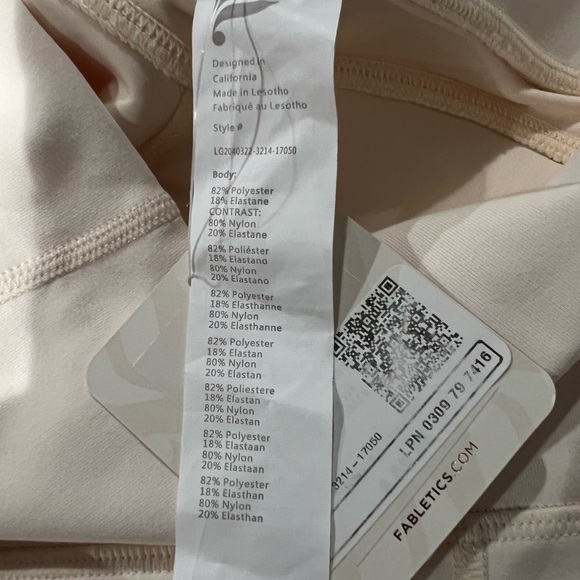 Fabletics PureLuxe Cream Leggings Oasis High Waisted NWT Size L Oate - Picture 4 of 6